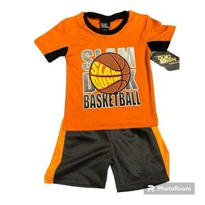 Quad Seven Toddler Boys Basketball Outfit Slam Dunk T-Shirt & Shorts Set 18/24